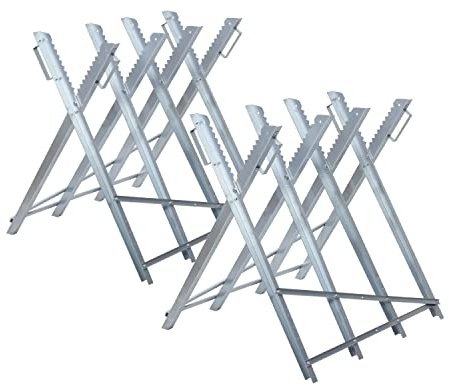 Izrielar Sägebock 2x Sägegestell klappbar Holzsägearbeiten für Kettensägen 150kg Belastbarkeit Metall Verzinkt Holzsägebock 81x80x80cm Kettensägebock