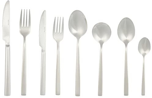 Salter Winslow 44 Piece Cutlery Set – 18/0 Stainless Steel Silverware, Service for 6 People, Includes Knives, Forks, Teaspoons, Soup Spoons, Serving Spoons and Dessert Cutlery, 25 Year Guarantee