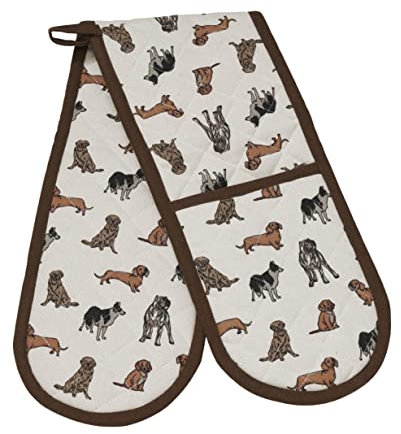 Penguin Home Heat Resistan Double Oven Gloves,Recycled Cotton Oven Mitt & Potholder for Home Cooking - Maximum Heat Protection/Kitchen Accessories, 400 GSM/Grey,Brown & Mustard, Size (18x90 cm)