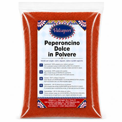 HOME LINE Peperoncino Dolce in Polvere per Sughi, Carni e Salse, 250 g | Per pasta, verdure, patate, riso e marinature; consistenza fine per distribuire colore e gusto uniformemente