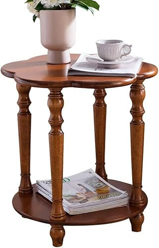 ZILOOK Telefon-Beistelltisch aus Holz, Kleiner Beistelltisch in Pflaume, Nachttisch, handgeschnitzter Zylinder – Satztische aus Gummibaumholz Decoration