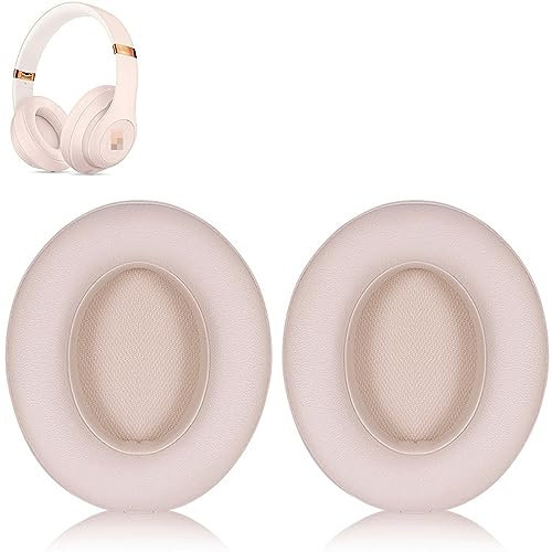Beats Studio - 3 almohadillas de repuesto para auriculares Studio 2 y 3, con cable e inalámbricos, almohadillas de espuma viscoelástica con piel de proteína suave, color rosa