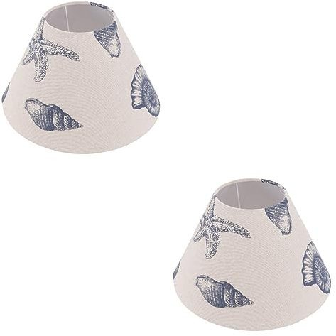 DOITOOL 2 Pezzi Vintage Camera Lampadario In Lino Oceano Soffitto Pavimento Ragno A Conchiglia Per Copertina Stampata | Ciondolo Mare Onda X Paralume Accessorio Chic Copertura Camera