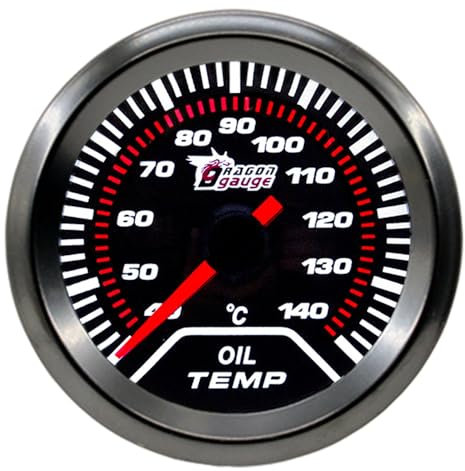 ETOPARS Universal Coche Medidor de Temperatura del Aceite 2 Pulgadas 52mm Aceite Temperatura Indicador 40-140 Celsius Aceite Temperatura Puntero Medidor de Calibre Blanco Luz