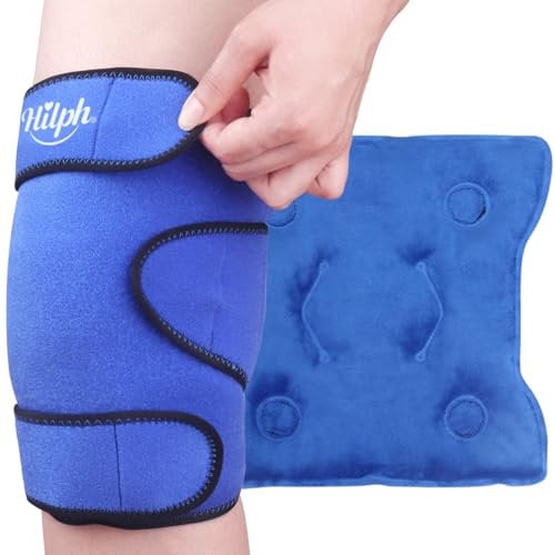 Hilph XL Knee Ice Pack Wrap for Knee Replacement Surgery, Reusable Gel Cold Pack Knee Ice Pack Wrap Around Entire Knee for Knee Injuries, Knee Ice Wrap for Pain Relief, Swelling, Bruises - Blue