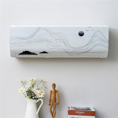 Treer Funda para Aire Acondicionado Interior, Funda para Aire Acondicionado Pared Elástico Antipolvo para Pared Montaje Unidades Split Interior AC Cubiertas (1P,Arte Vintage 2)