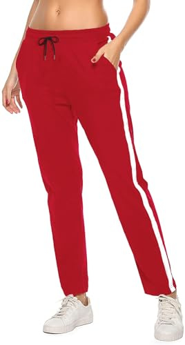 FGFD&OU Jogginghose Damen Sporthose Baumwolle für Frauen Sweathose Laufhosen Trainingshosen Jogger Sweatpants Lang Mädchen Freizeithose mit Streifen Für Sport Yoga Fitness