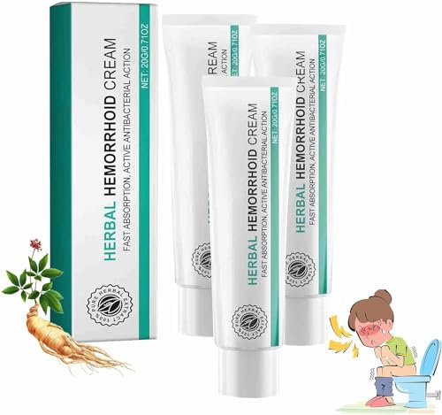 Crème à base de plantes pour les hémorroïdes, crème à base de plantes chinoises pour les hémorroïdes, crème pour les hémorroïdes, pommade pour les hémorroïdes pour les femmes et les hommes. (3pcs)