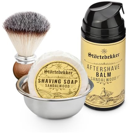 Störtebekker® Premium Rasur Upgrade Set - Rasierpinsel, Rasierseife Sandelholz, Rasierschale und After Shave Balm - Rasierset zur Vor- und Nachbereitung - für eine perfekte Rasur - Geschenkidee