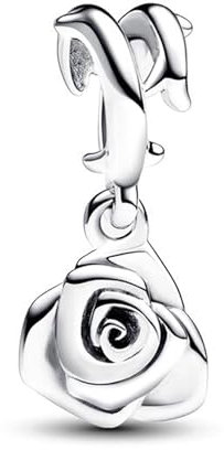 LaMenars Rose in Bloom Dangle Charm für Armbänd 925 Sterling Silber Bead Women Charms Mother's Day Birthday Anniversary Jewelry for Girls Wife