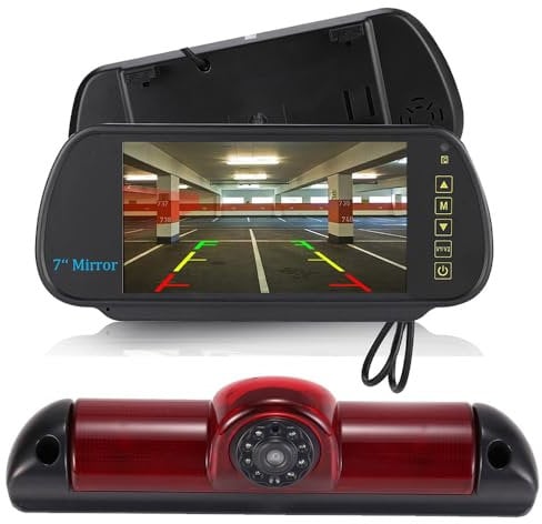 7 Zoll Auto Rückspiegel Monitor + HD Bremsleuchte Rückfahrkamera Ersatz für FIAT Ducato X250 X290 Bus Kasten/Peugeot Boxter/Citroen Jumper/Opel Movano C ab Bj 2021/Dodge RAM ProMaster 250 ab Bj 2006