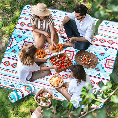 Extra Large Picnic Blanket 80x 60 Waterproof Picnic Mat, Sand-proof Outdoor Beach Blanket, Foldable Beach Mat for Camping, Park, Travel-CoralMint