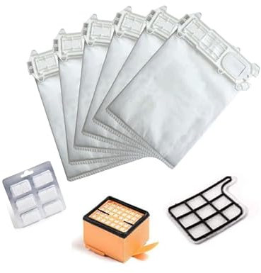 Kit Risparmio per Folletto VK135/VK136 (6Sacchetti, 1 Filtro HEPA e 1 Griglia di Protezione Motore