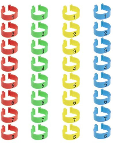 GNHG 32 Stück hühner Ringe, hähnchen identifikation ​beinbänder, 16 mm Hähnchenringe, für Hähnchen, Enten, Hähnchen, Gänse (4 Farben)