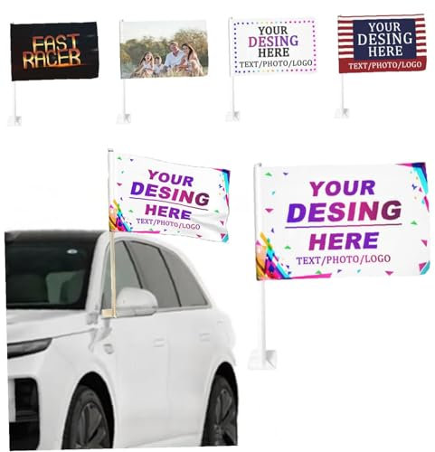 Drapeaux de Voiture Personnalisés Naispanda 30x45cm, Décor, Concevez Votre Propre Logo Photo Texte Mots, Drapeaux de Fenêtre pour les événements Sportifs Patriotiques Défilés