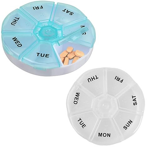 Pilulier Voyage 2 Pcs - Semainier Matin et Soir, Boite à Pilule 7 Jours Portable, Petit Boîte à Comprimés, Étui à Pilules Plastique, Mini de Poche pour Vitamines Suppléments