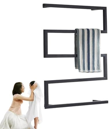 Scaldasalviette Elettrico Bagno Nero Opaco, Portasciugamani Riscaldato Elettrico Radiatore Asciuga Asciugamani da Parete a Temperatura Costante, Risparmio Energetico, 600x800mm