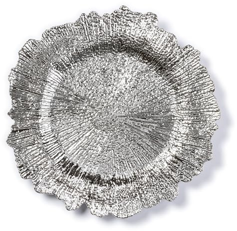 Assiette décorative de 33 cm en plastique avec rainures - Assiettes de présentation festives pour différentes occasions - Assiettes de décoration de table pour mariage, jubilé, Noël - Assiette de Noël
