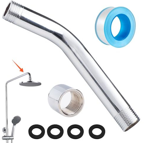 URHRHU Prolunga Braccio Doccia in Acciaio Inox 15 cm Tubo Doccia G 1/2 Braccio Estensione Soffione Doccia Braccio di Estensione Doccia per Soffione Doccia Fissa Bagno