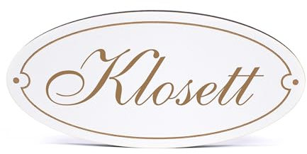 Dekolando Deko Türschild oval - Klosett - Schild 15 x 7 cm - Schilder Türschilder Namensschilder Wohnung selbstklebend Holzschild Tür Holzschilder