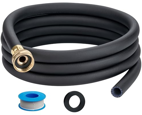 ZY-hosetube 5FT Dehumidifier Drain Hose with 3/4” FHT Brass Rustproof Connector, Versatile Drain Hose Perfectly Compatible with most Dehumidifiers and 3/4” external thread outlet, No Leak (Black, 5FT)