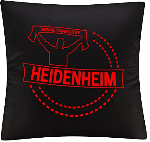 multifanshop Kissenbezug - Heidenheim - Meine Fankurve - Druck rot - Kissen Größe one Size schwarz