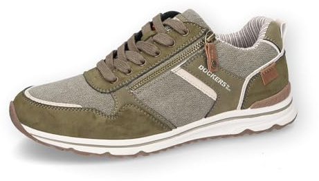 Dockers by Gerli Herren Low-Top Sneaker, Männer Halbschuhe,schnürschuhe,schnürer,Business,Freizeit,straßenschuhe,Oliv,46 EU