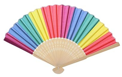 Alipis Set di 2 Ventagli Arcobaleno da 21 Cm Pieghevoli E Leggeri per Feste E Decorazioni per La Casa