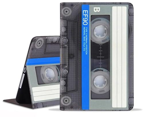 stmedazm Case for iPad (A16) 11th Generation 11 Inch 2025, iPad 10th Generation 10.9 Inch 2022, Premium PU Leather Folding Stand Cover with Auto Wake/Sleep - Retro Music Cassette