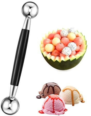 TPZORJX 1 cuchara de doble cara de acero inoxidable para helados, cortador de melón, bolas pequeñas, melón, melón, melón, melón, cuchara de melón, cortador de bolas para verduras y frutas
