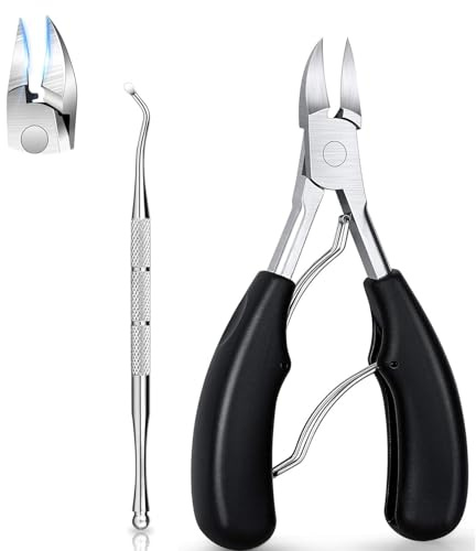 Toenail Clippers Set, Medical Grade Toe Nail Trimmer, Nail Clippers for Thick Nails or Ingrown Toenail Tool, Stainless Steel Sharp Pedicure Toe Nail Clippers Adult. (Black)