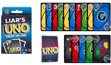 Mattel Games Liar's UNO Kartenspiel, ab 7 Jahren, 2-10 Spieler | Bluff- und Trickkartenspiel für Kinder, Teens und Familienabende, andere überlisten, JLH43