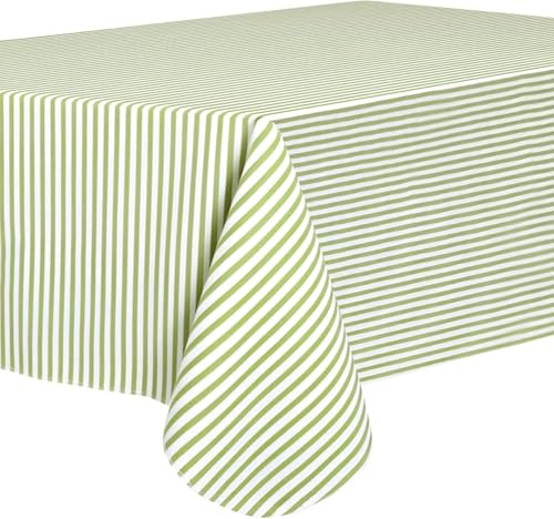 Weldomcor Tischdecke mit Flanellrücken 152x213 cm Tischtuch Wetterfest Abwischbar Tafeldecke PVC Wasserdicht öLdichte Pflegeleich für KüChe Garten Party Camping (Streifen)