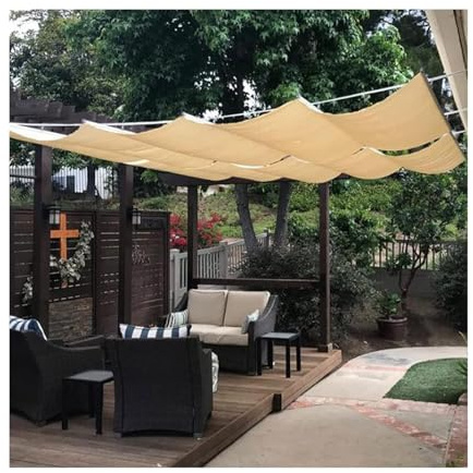 Grande voile d'ombrage mobile - Auvent de pergola rétractable pour l'extérieur - Protection solaire pour hôtels, marchés, jardins, pavillons - 2 x 11 m