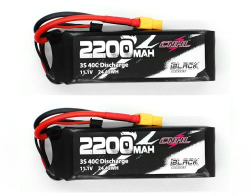 CNHL 2200mAh 3S Lipo Battery 40C 11.1V lipo Battery with XT60 Plug for RC Airplane Car (2 Packs)