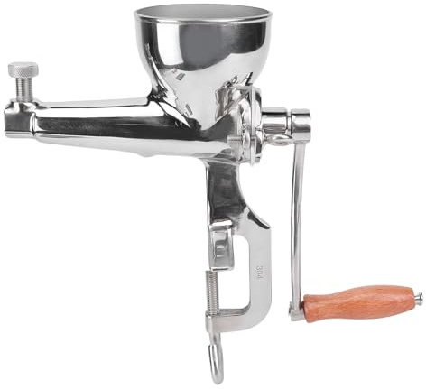 Qcwwy Handpresse-Entsafter, Holzgriff Presse mit Desktop-Klemm Bürsten Becher, Arbeits Sparend Edelstahl-Weizengras-Extraktor Mühelos Langsam Quetschen für die Heim Küche