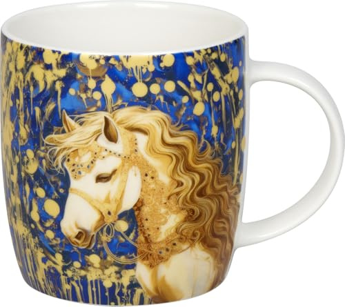 Konitz Becher Arty Animals Klimt's Horse | 390 ml Becher aus Porzellan – spülmaschinengeeignet & mikrowellengeeignet; für Kaffee, Tee & Kakao