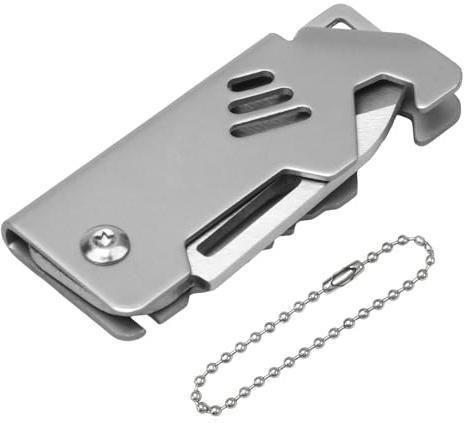 Mini Folding Box Opener Tool with Bottle Opener End, Compact EDC Pocket Utility for Unpacking Parcels, Stainless Steel Portable Keyring Gadget for Outdoor Travel, Daily Carry and DIY Use