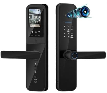 cerradura de puerta inteligente, Cerradura electrónica inteligente digital con wifi, cámara biométrica, tarjeta IC, contraseña y desbloqueo for el hogar.