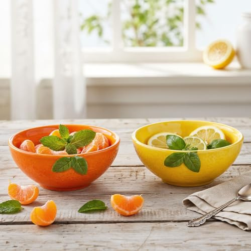 levandeo 2er Set Dip Schalen Ø10cm 150ml Zitrone Orange Keramik Schüssel Snack Desserts Snackschale Tischdeko Servierschale Aufbewahrung Obstschale