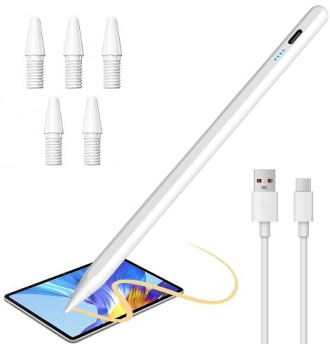 Stylet pour Apple iPad 2018-2026 Stylet Magnétique de Rapide Charge USB-C | avec Rejet Paume & Inclinaison Compatible iPad11/10/9/8/7/6/A16, Air M4/M3/M2 11/13/5/4/3, Mini 7/6/5, Pro M5/M4 11/12.9/13
