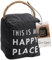 Pavilion This is My Happy Place Canvas Door Stopper - Weighted Fabric Decorative Doorstop with Handle, Polyester Sand Bag Soft Door Stoppers for Interior Doors, Black Home Decor, 5 x 4.75 x 6