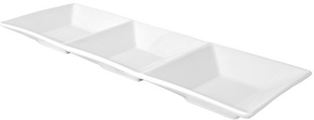 Van Well Avanti Dippschale 23cm I Dip-Schälchen mit 3 Feldern I kleine Snack-Schalen I Porzellan-Schale weiß I Zubehör für Avanti Geschirr-Serie spülmaschinengeeignet & mikrowellengeeignet