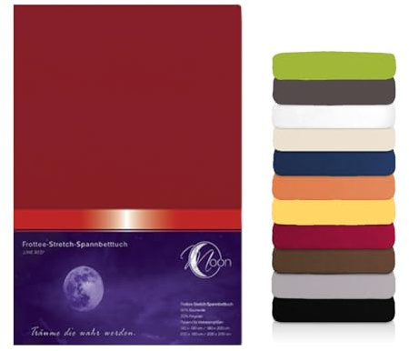 Moon Premium Frottee Spannbettlaken/Spannbetttuch (180x200-200x200, Brombeere)