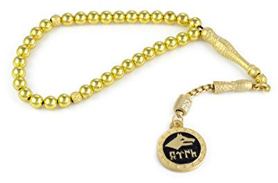 Gök-Türk Gebetskette - Tesbih 33 Perlen 'Wolf Bozkurt' Ertugrul - Gold Farbe, ColorName:Schwarz