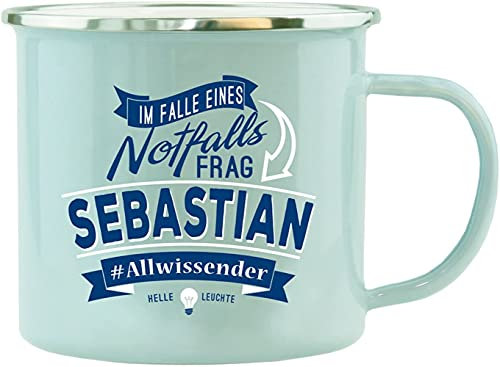 History & Heraldry Echter Kerl - Emaille Becher Sebastian - individuelle und personalisierte Tasse mit Name und Spruch
