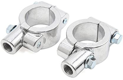 sourcing map Par Abrazadera Rosca M10 Color Plata Adaptador de Espejo Retrovisor para 1/25mm Manillar Moto Scooter