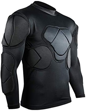 Shinestone Adult Men's Goalkeeper Armor BodyShield Padded Compression Long Sleeves Shirt with Sponge Protector for Football Baseball(Shirt-01,Medium)