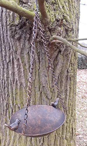 Deko-Impresion Vogeltränke Vogelbad Vogelfutterstelle zum Hängen Eisen bronzefarben