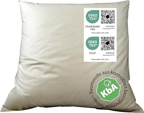 Vitaschlaf® Bio-Luxe-KBA Daune Kissen Organic GÄNSE Deutsche Qualitat alle Größen 30% Daune (80x80cm MITTELFEST)